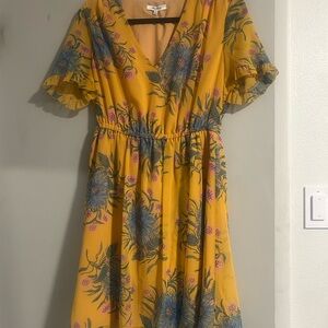 Madewell Yellow Floral Midi Dress